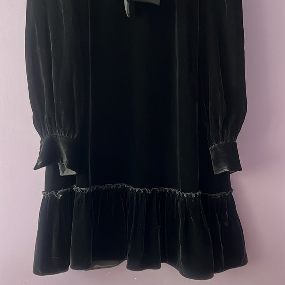 Kate Spade Velvet Bow Tie Neck Ruffle Dress - Picture 3 of 11